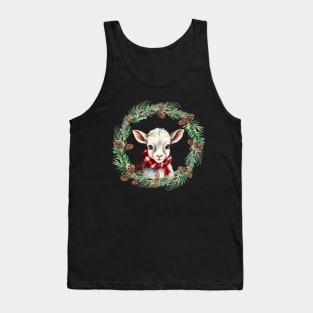 Winter Baby Goat Wreath Tank Top